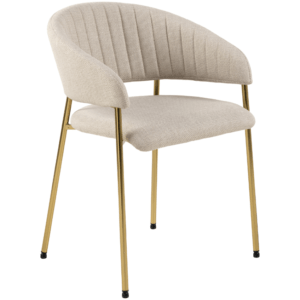 Scandi Béžová čalouněná jídelní židle Enzo se zlatou podnoží